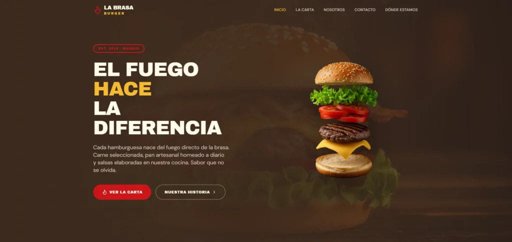 La Brasa Burger - Diseño Web Restauración